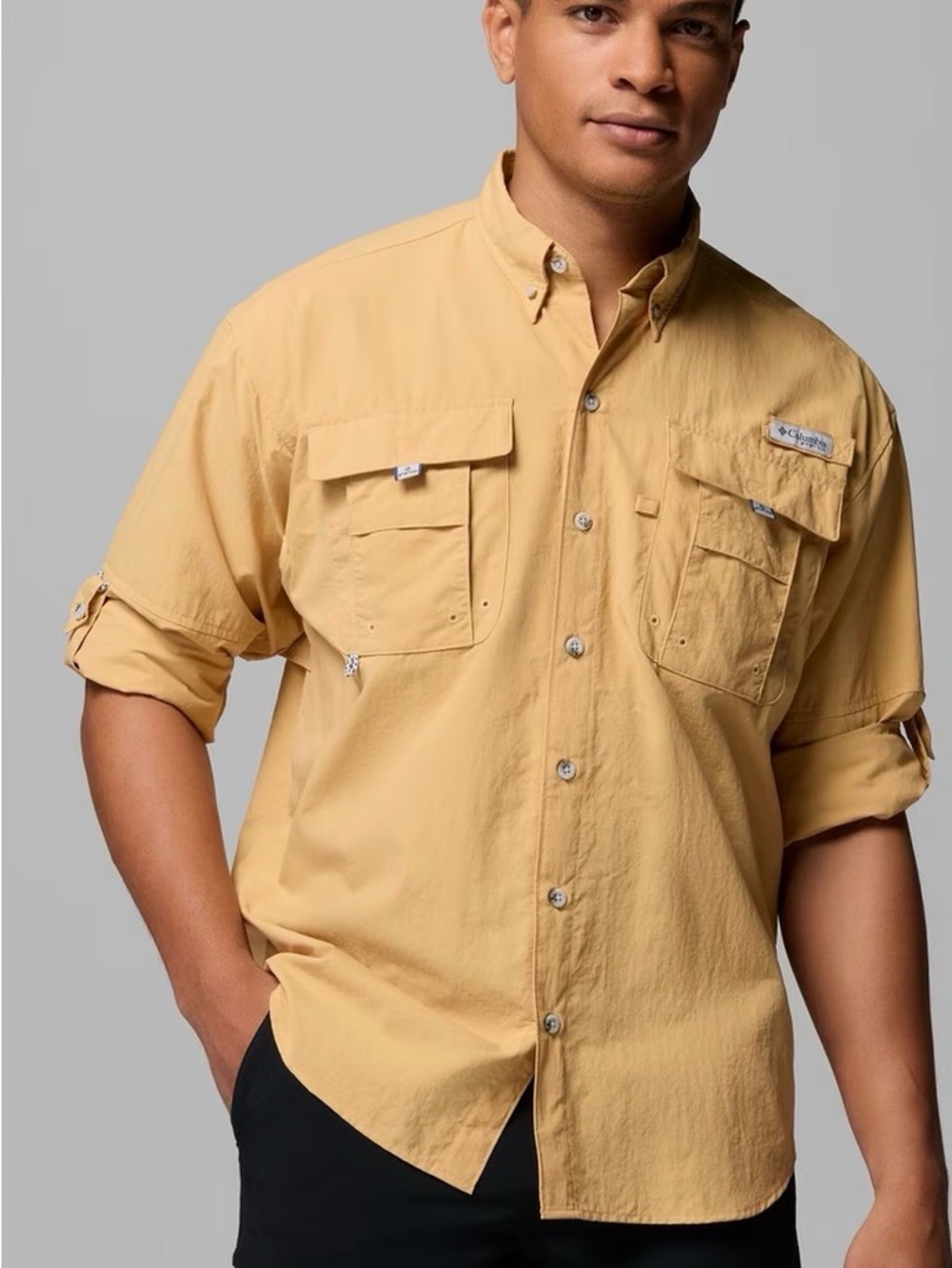 Men's Columbia Lightweight Button-Down Utility Shirt - Butter Yellow PFG